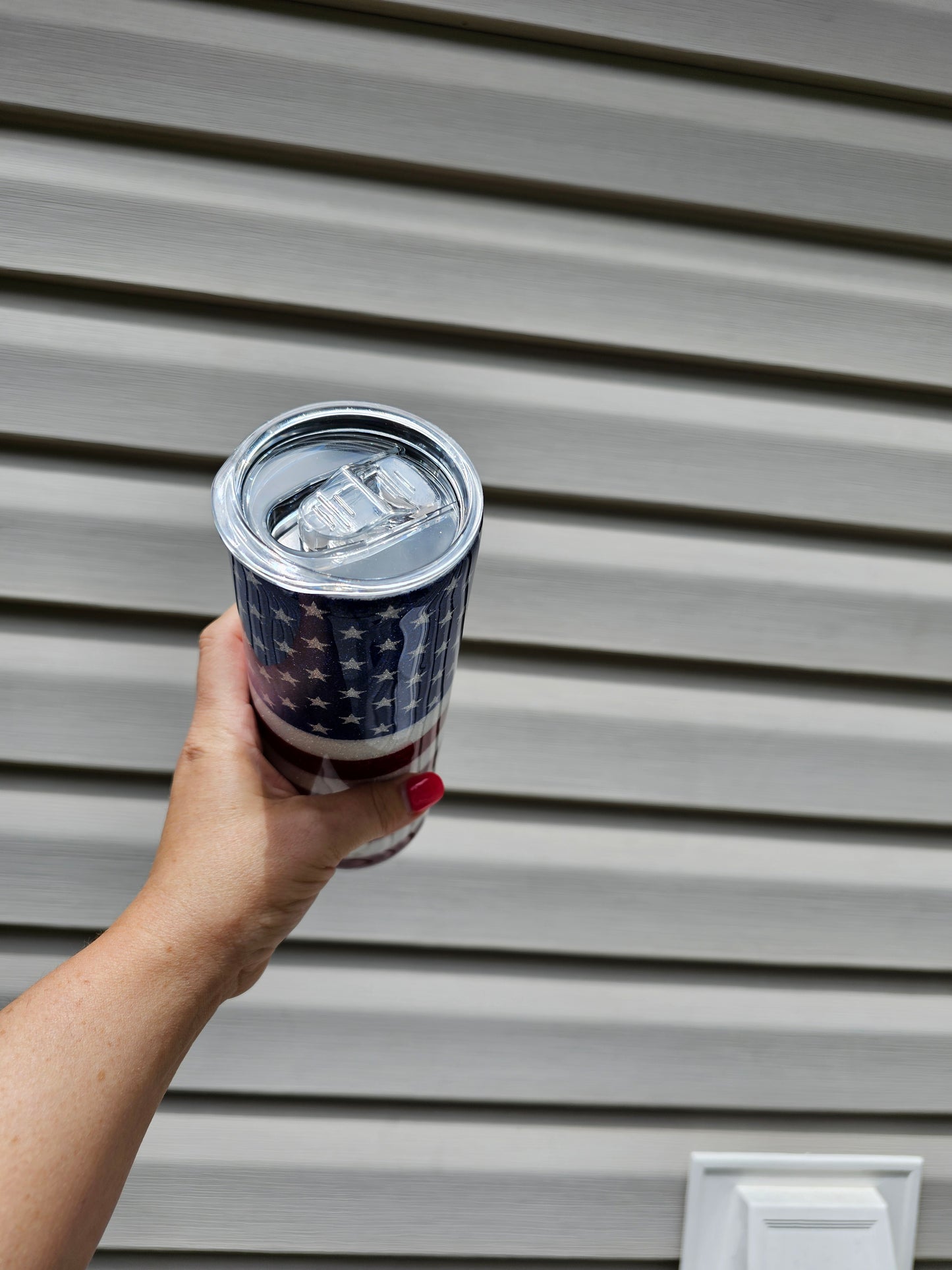 Glitter Epoxied American Flag Tumbler 20oz