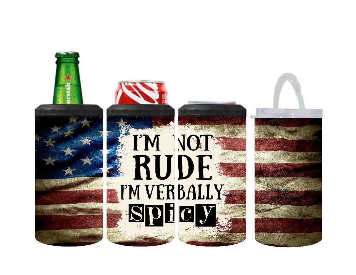 Funny 4-in-1 Can Cooler – Fits 12oz Bottles, Cans, Skinny Cans & 16oz Tumbler | Sassy & Sarcastic Designs | Stainless Steel Vacuum Insulated Drink Holder | Keeps Drinks Ice Cold