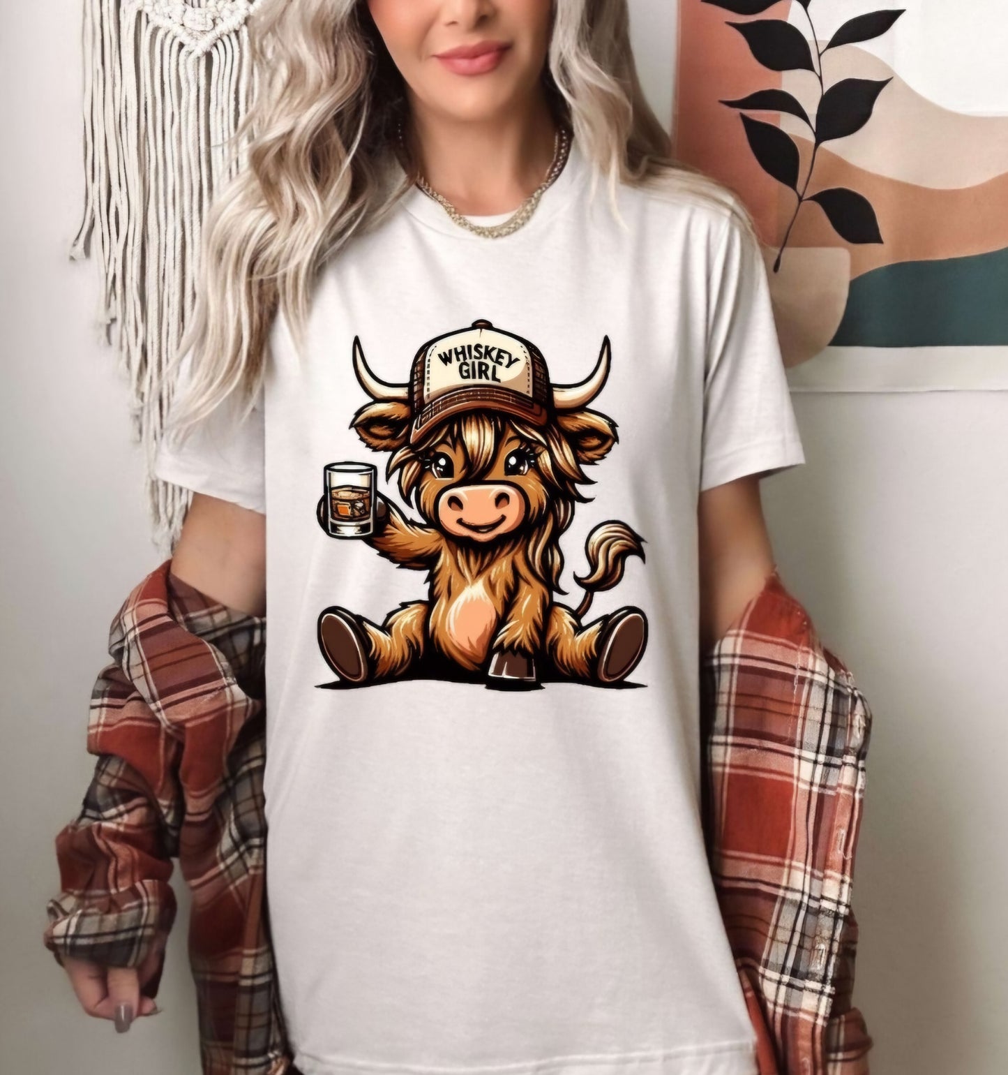 Whiskey Girl Highland Cow Tshirt Or Sweatshirt