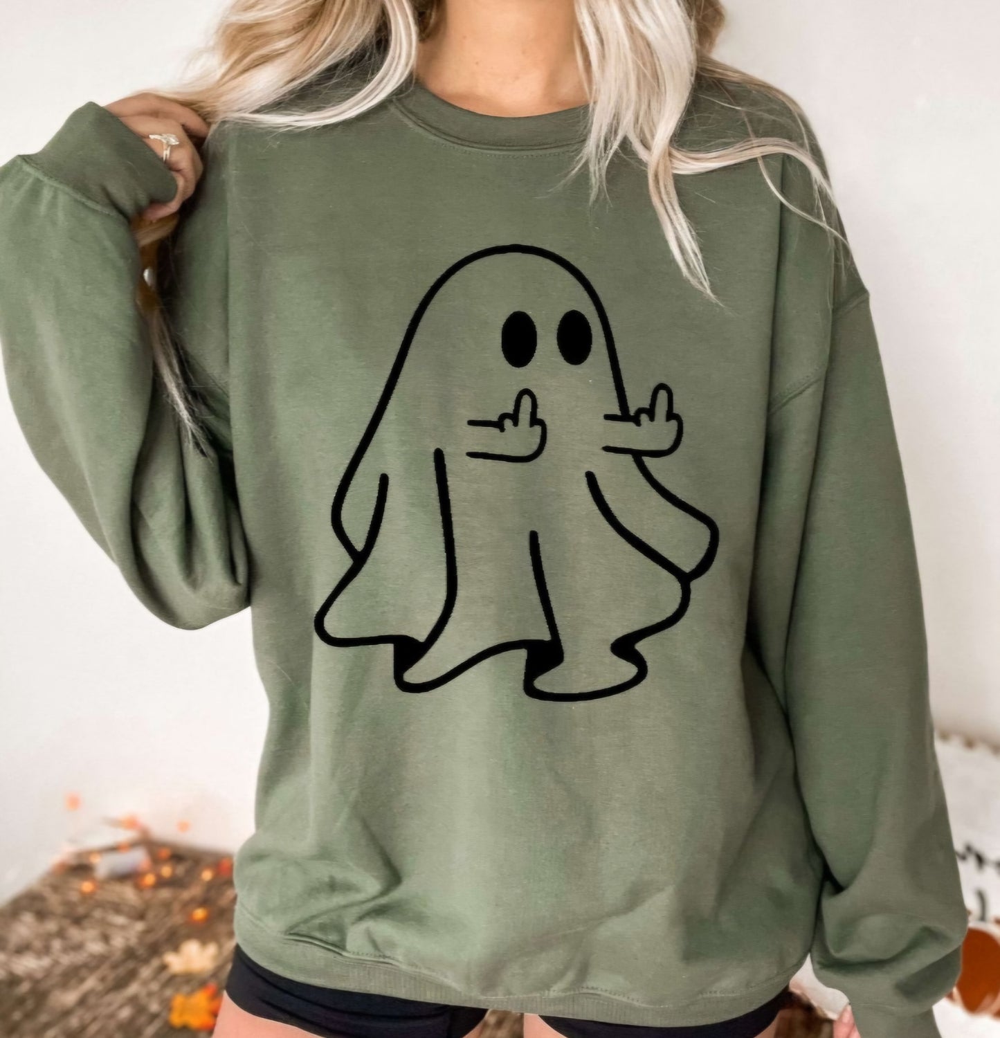 Happy Ghost Crewneck Sweatshirt Or T-shirt