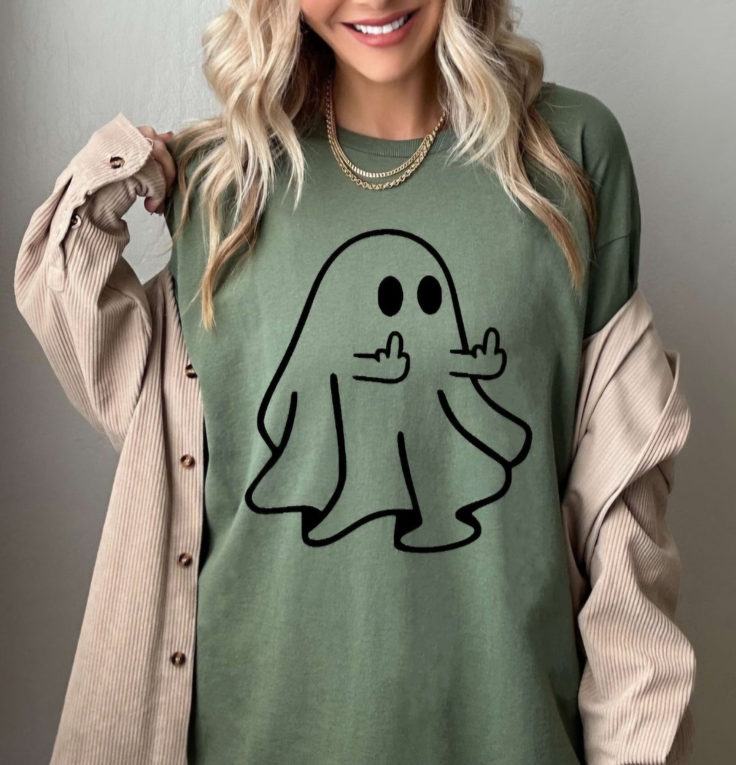 Happy Ghost Crewneck Sweatshirt Or T-shirt