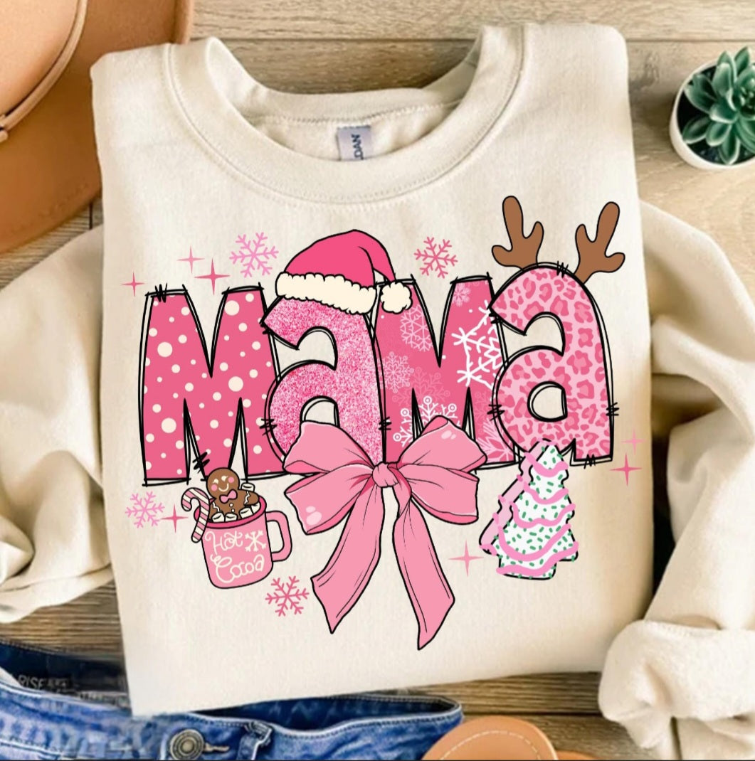 Mama Pink Christmas Crewneck