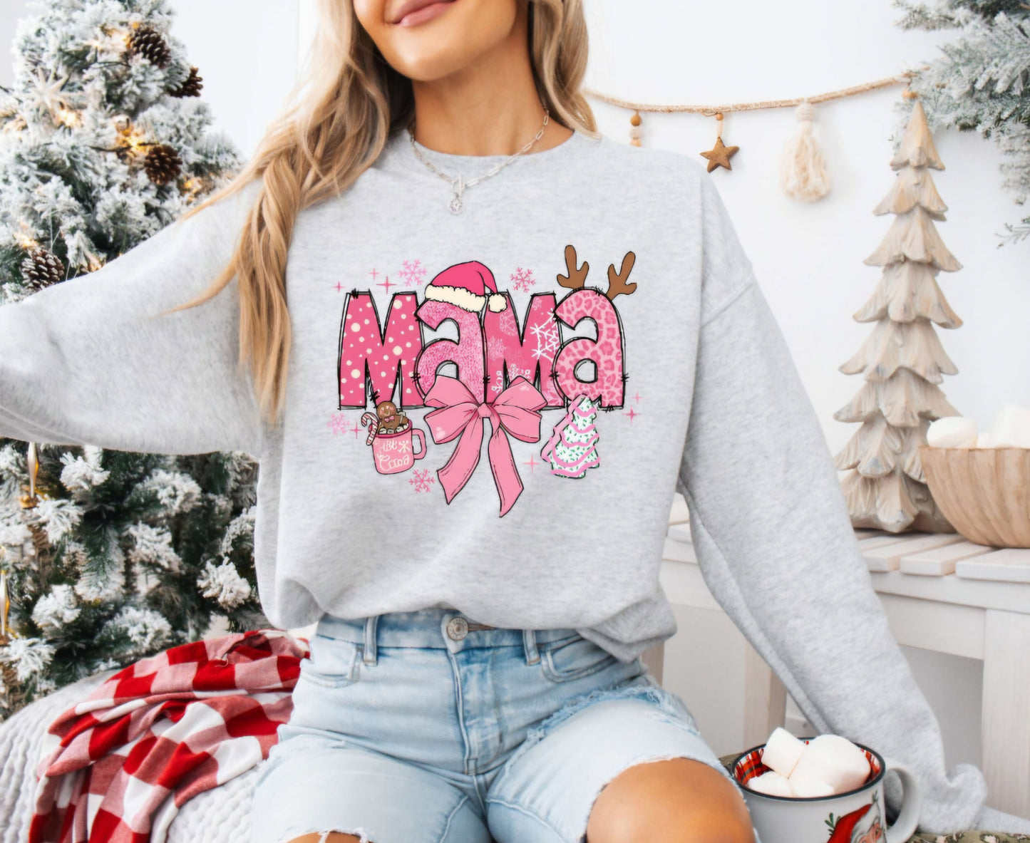 Mama Pink Christmas Crewneck