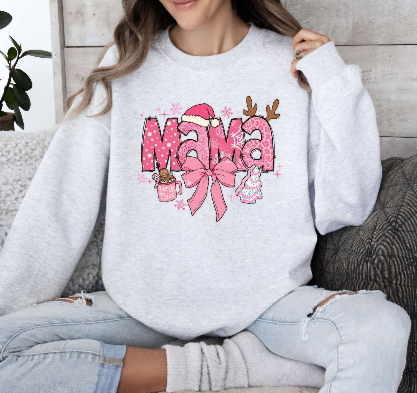 Mama Pink Christmas Crewneck