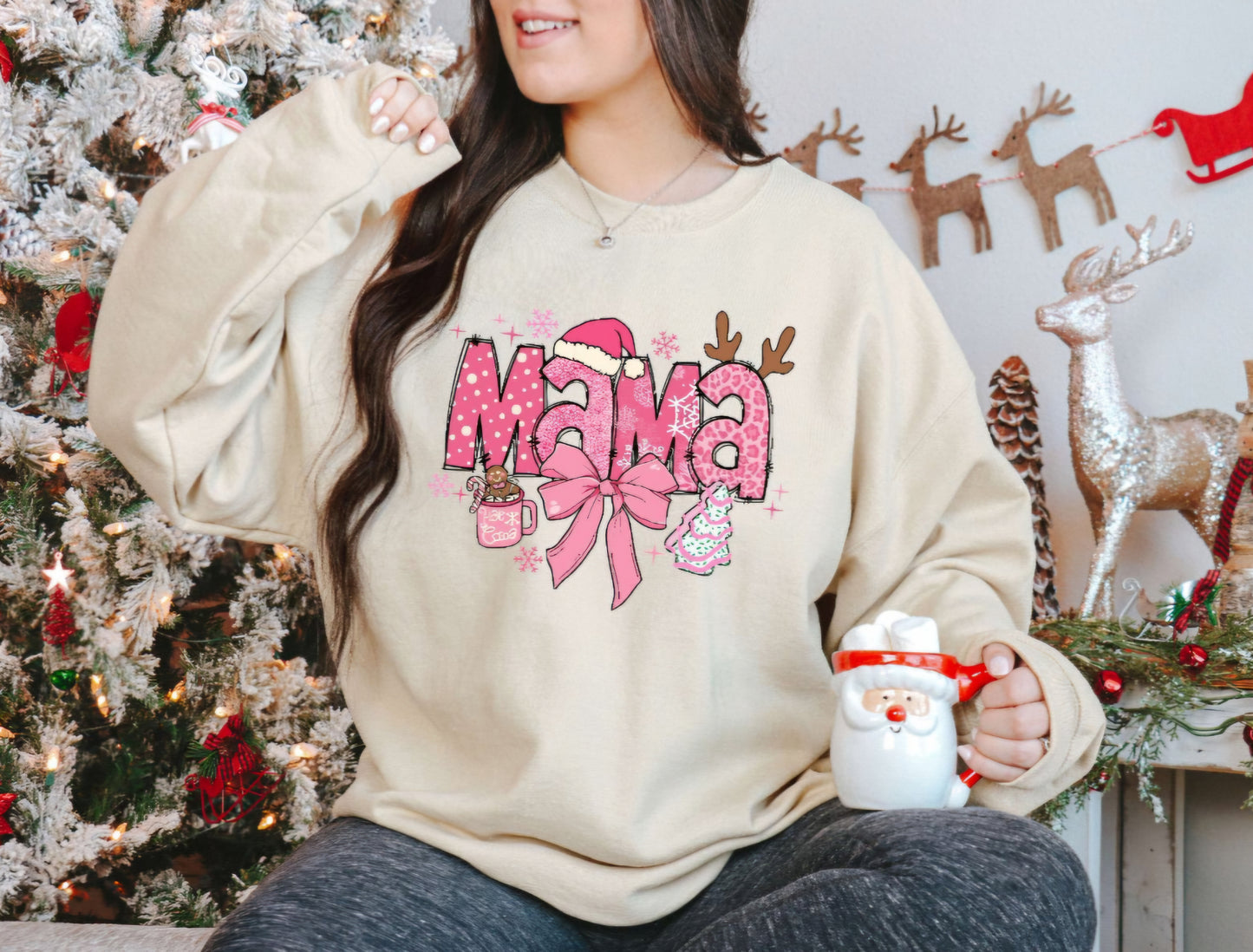 Mama Pink Christmas Crewneck