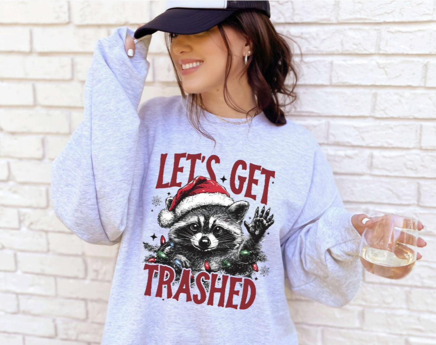 Let's Get Trashed Raccoon Holiday Crewneck