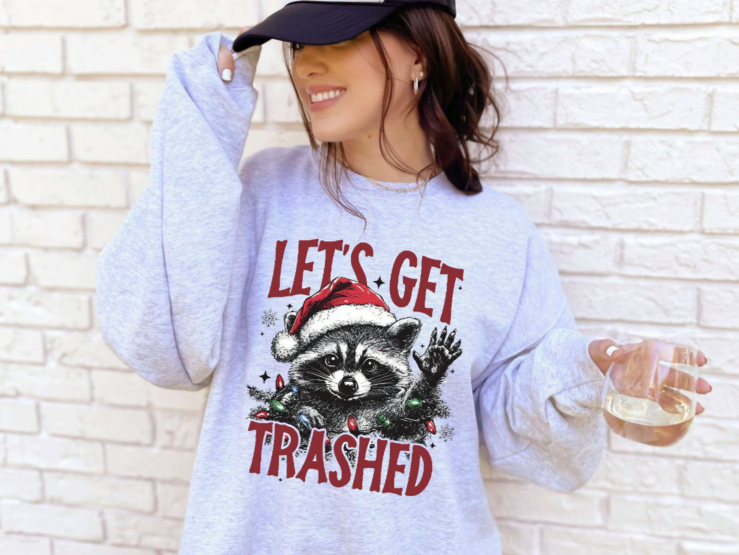 Let's Get Trashed Raccoon Holiday Crewneck