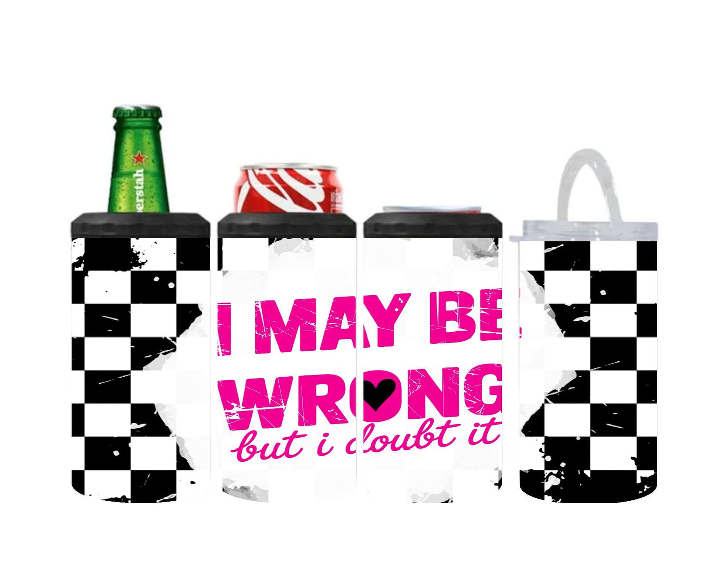 Funny 4-in-1 Can Cooler – Fits 12oz Bottles, Cans, Skinny Cans & 16oz Tumbler | Sassy & Sarcastic Designs | Stainless Steel Vacuum Insulated Drink Holder | Keeps Drinks Ice Cold