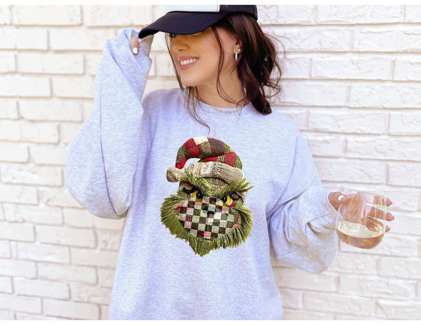 Patchwork Sweatshirt – Gildan Crewneck in Sand & Ash Gray