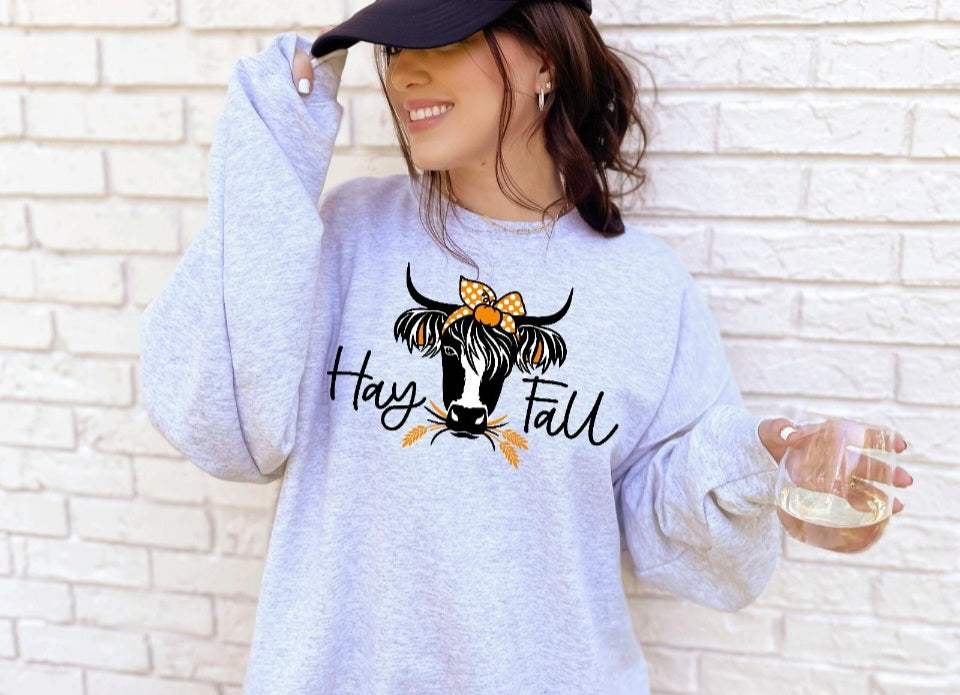 Hey fall cow sweatshirt