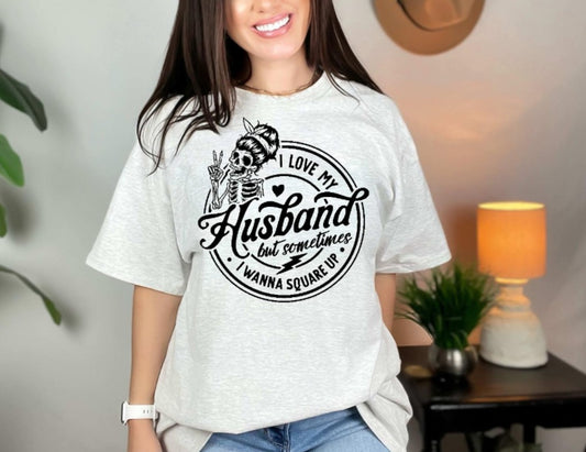 Husband square up ash gray tshirt/sweatshirt