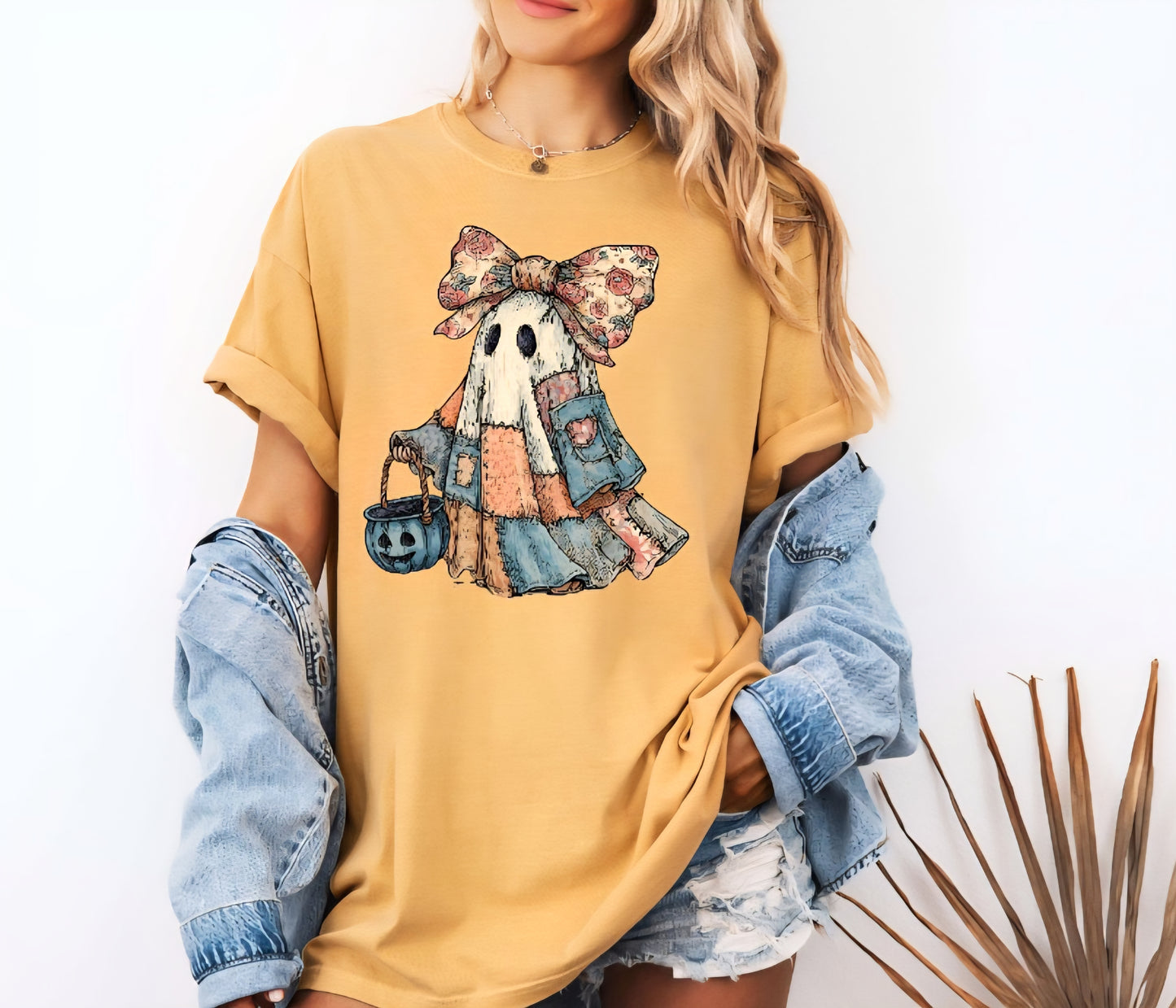 Patchwork Ghost Halloween tshirt or sweatshirt